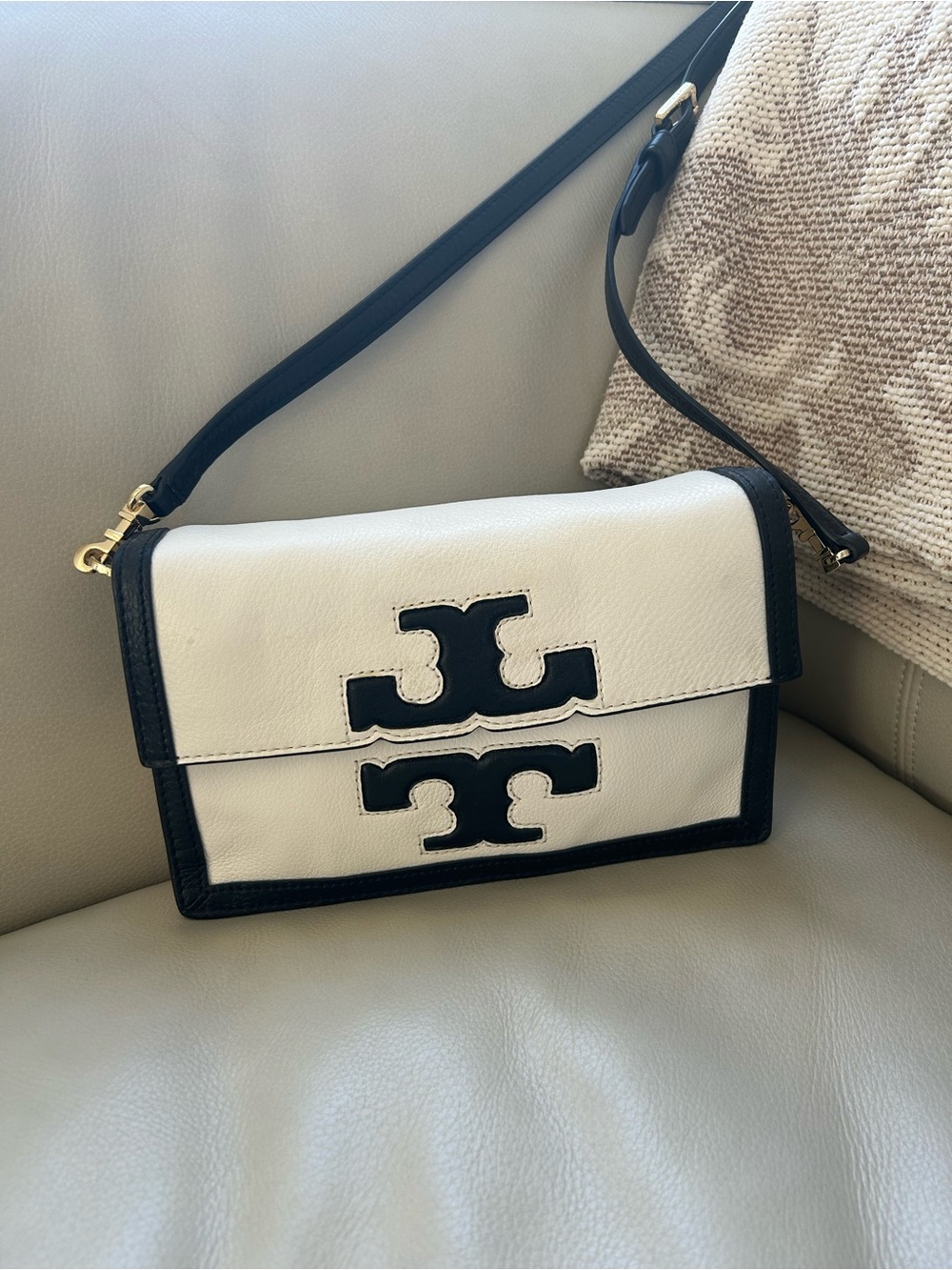 Tory Burch Black & White Leather Crossbody Bag